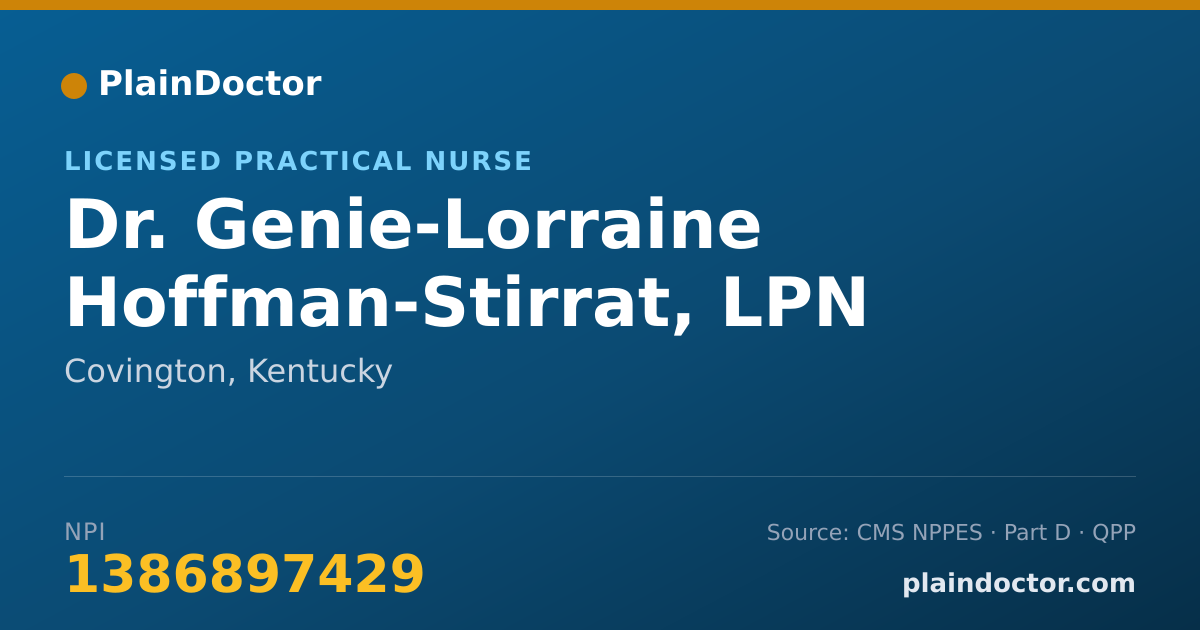 Shareable card for Genie-Lorraine Hoffman-Stirrat, LPN - Licensed Practical Nurse, Covington, KY