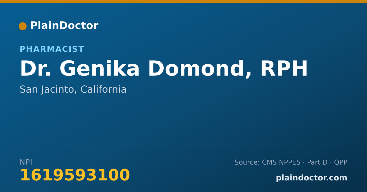Shareable card for Genika Domond, RPH - Pharmacist, San Jacinto, CA