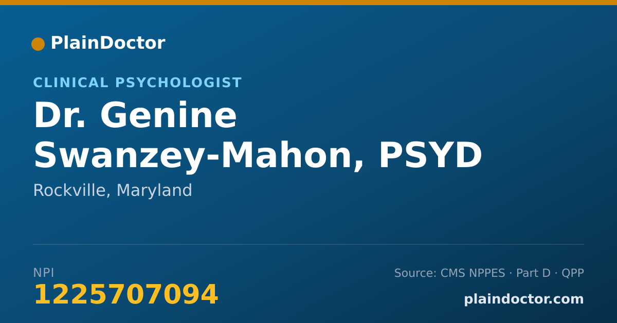 Shareable card for Genine Swanzey-Mahon, PSYD - Clinical Psychologist, Rockville, MD