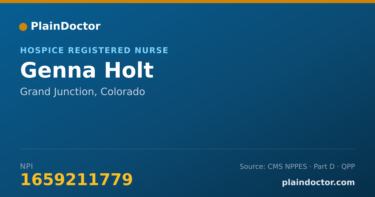 Shareable card for Genna Holt - Hospice Registered Nurse, Grand Junction, CO