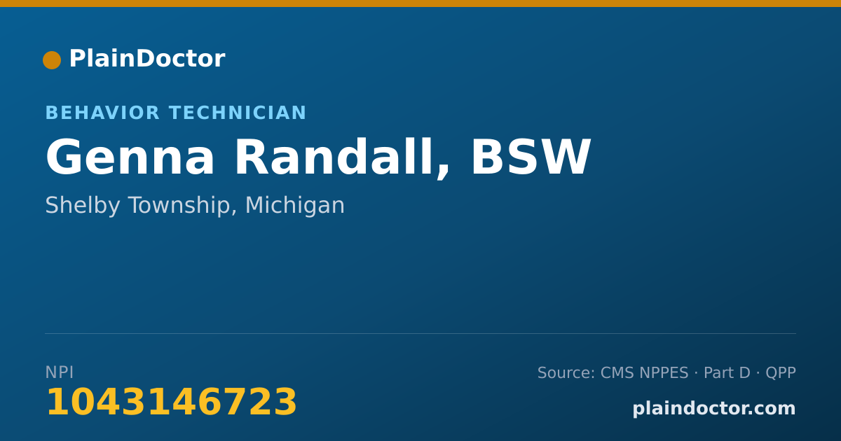 Shareable card for Genna Randall, BSW - Behavior Technician, Shelby Township, MI