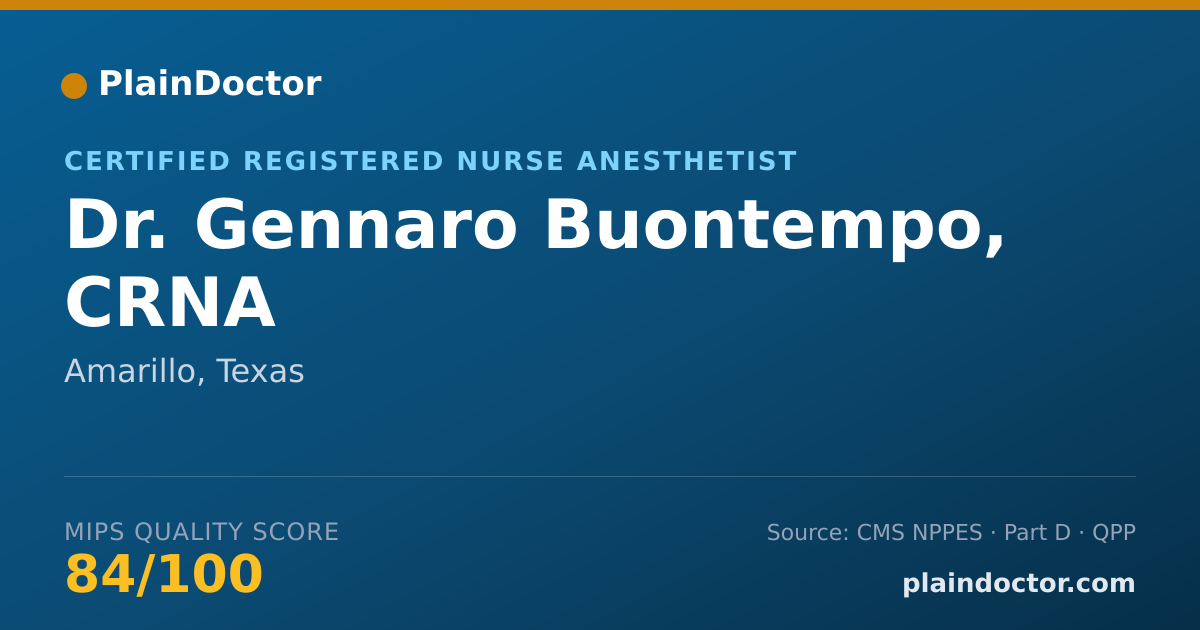 Shareable card for Gennaro Buontempo, CRNA - Certified Registered Nurse Anesthetist, Amarillo, TX