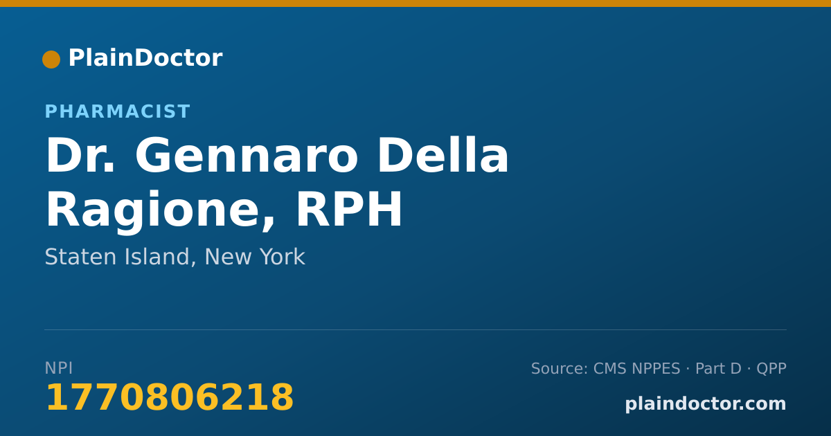 Shareable card for Gennaro Della Ragione, RPH - Pharmacist, Staten Island, NY