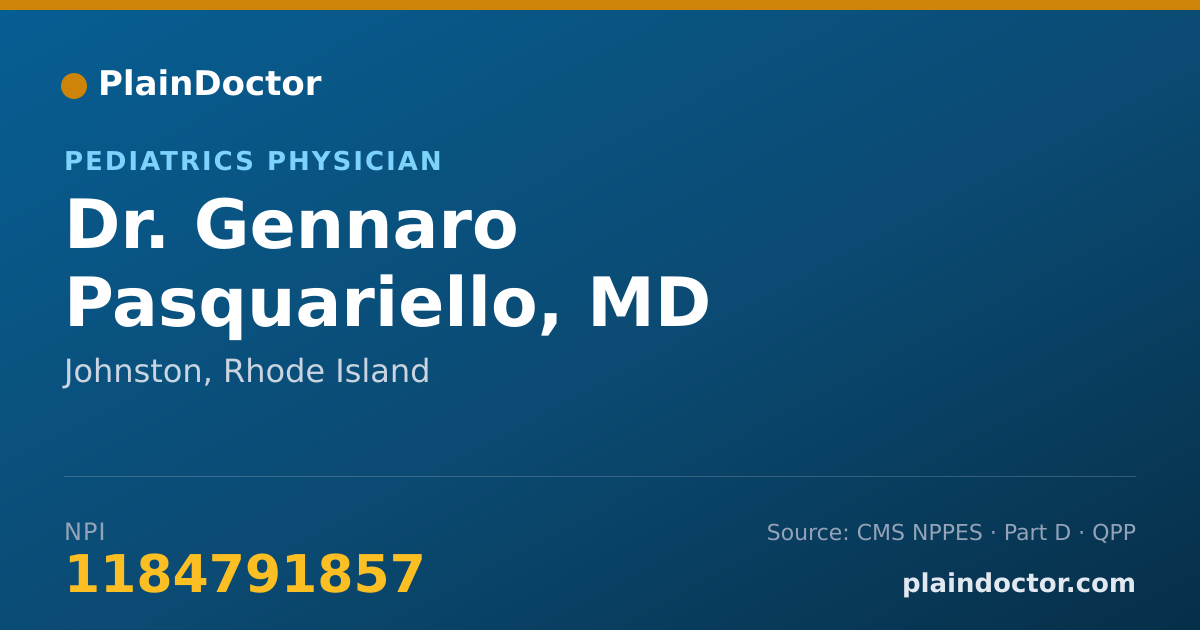 Shareable card for Gennaro Pasquariello, MD - Pediatrics Physician, Johnston, RI