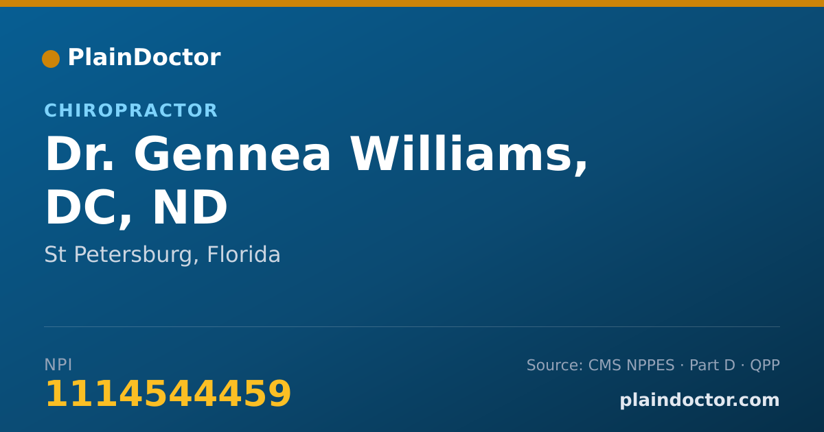Shareable card for Gennea Williams, DC, ND - Chiropractor, St Petersburg, FL