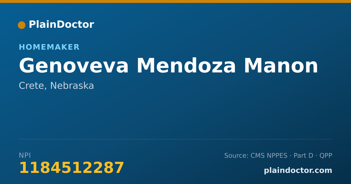Shareable card for Genoveva Mendoza Manon - Homemaker, Crete, NE