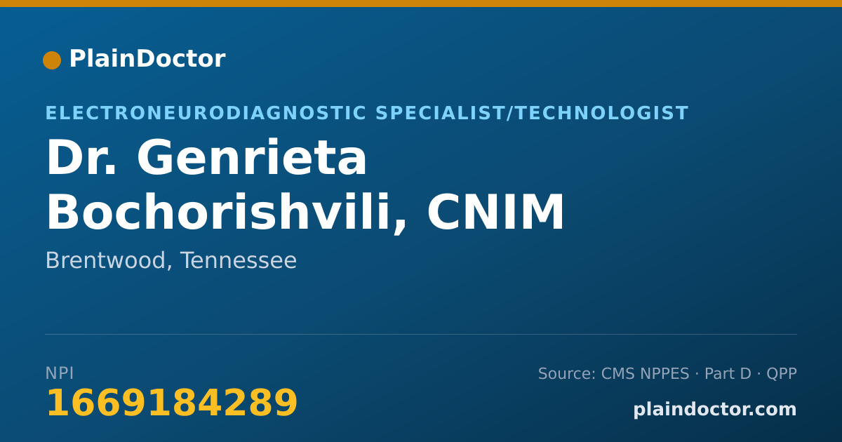 Shareable card for Genrieta Bochorishvili, CNIM - Electroneurodiagnostic Specialist/Technologist, Brentwood, TN