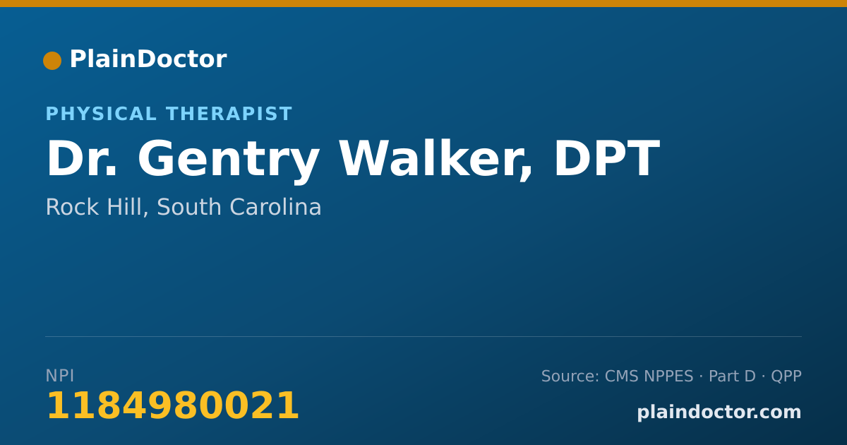 Shareable card for Gentry Walker, DPT - Physical Therapist, Rock Hill, SC