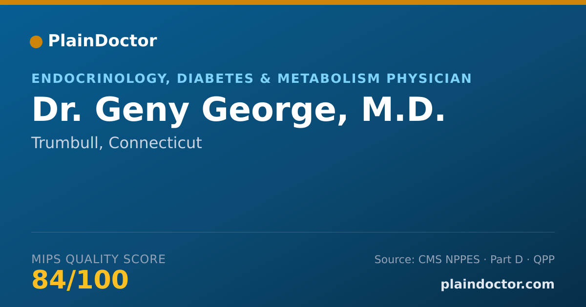 Shareable card for Geny George, M.D. - Endocrinology, Diabetes & Metabolism Physician, Trumbull, CT