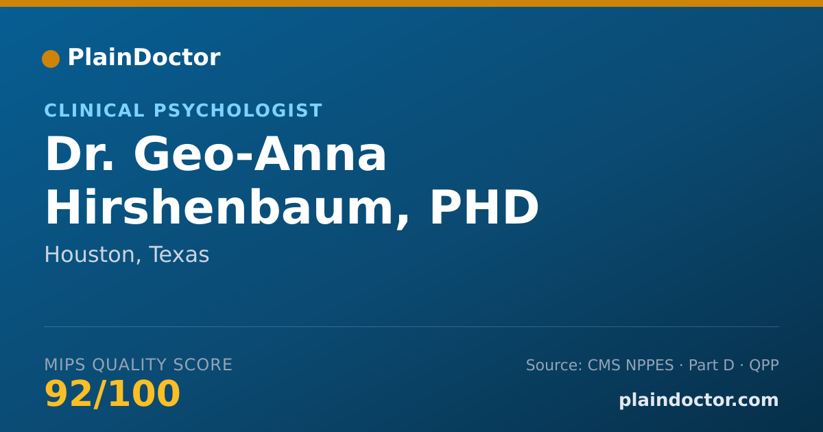 Shareable card for Geo-Anna Hirshenbaum, PHD - Clinical Psychologist, Houston, TX