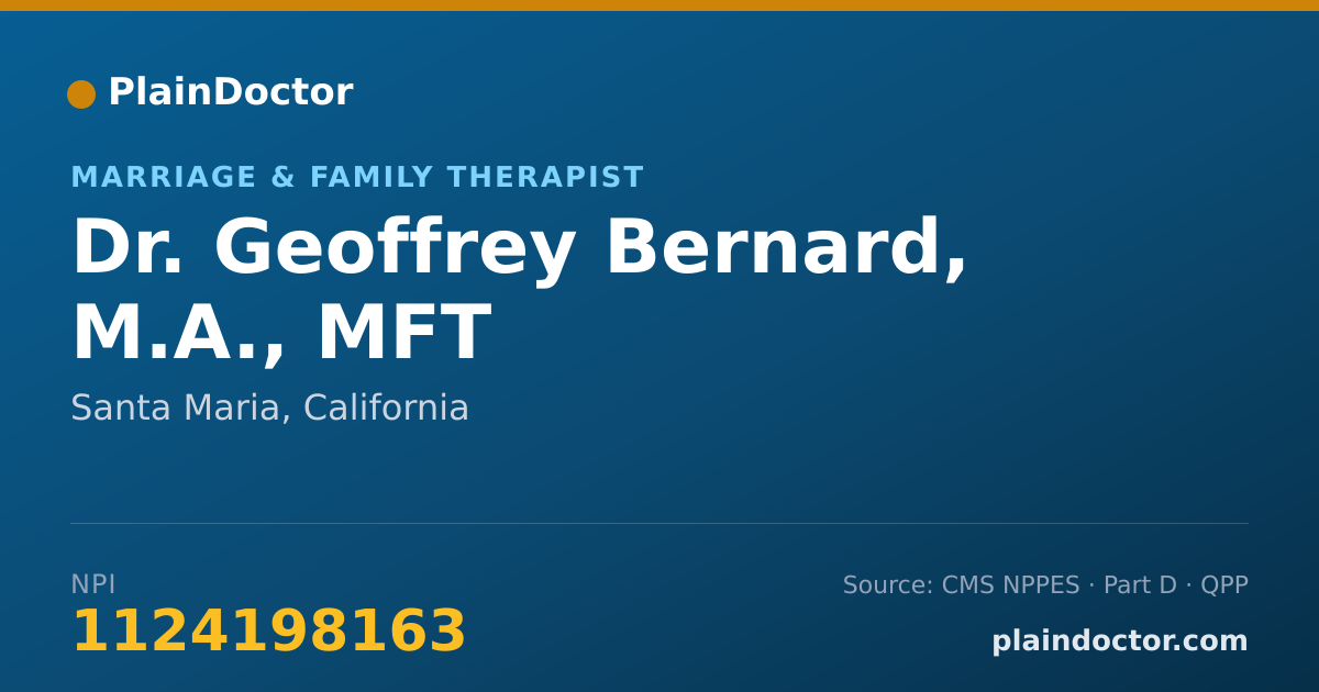 Shareable card for Geoffrey Bernard, M.A., MFT - Marriage & Family Therapist, Santa Maria, CA