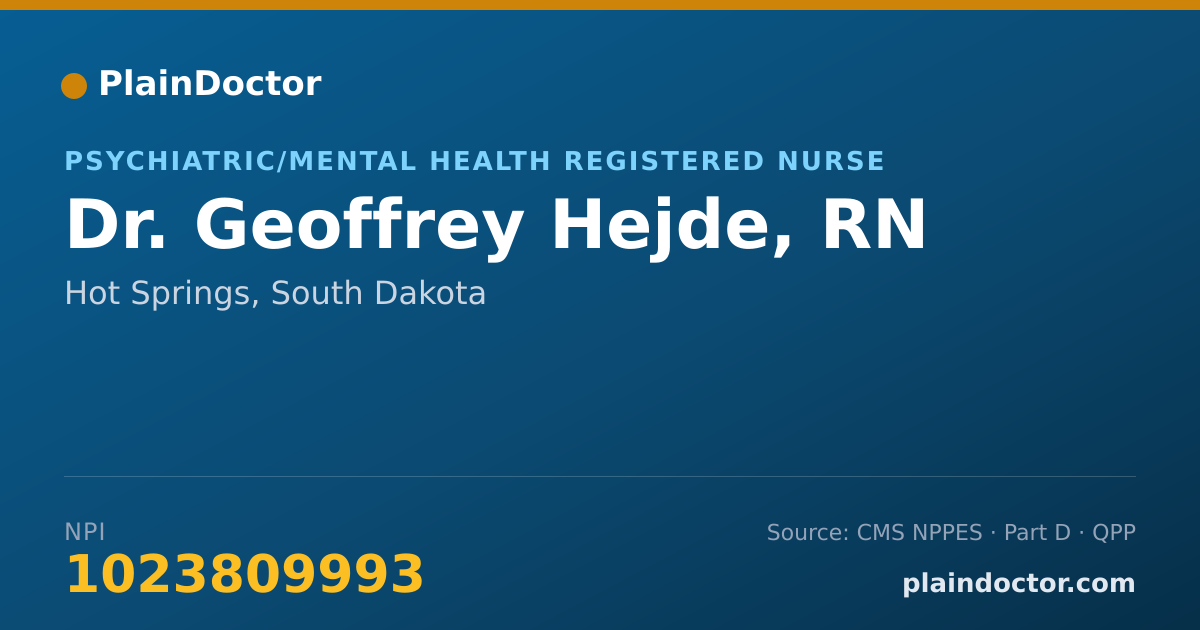 Shareable card for Geoffrey Hejde, RN - Psychiatric/Mental Health Registered Nurse, Hot Springs, SD