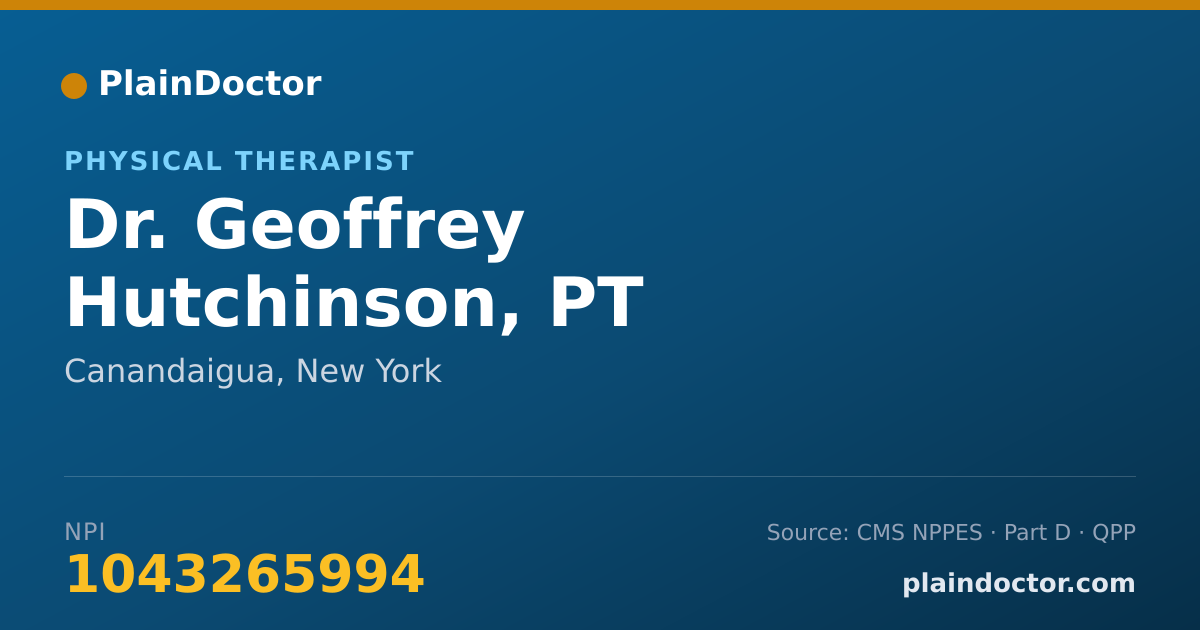 Shareable card for Geoffrey Hutchinson, PT - Physical Therapist, Canandaigua, NY