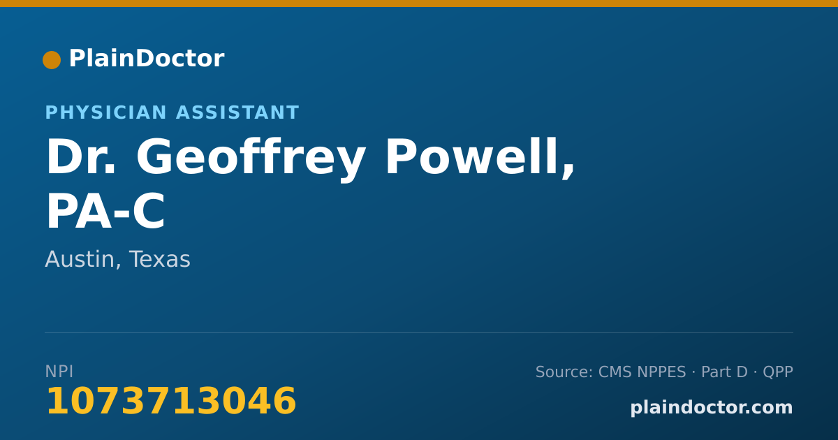 Shareable card for Geoffrey Powell, PA-C - Physician Assistant, Austin, TX