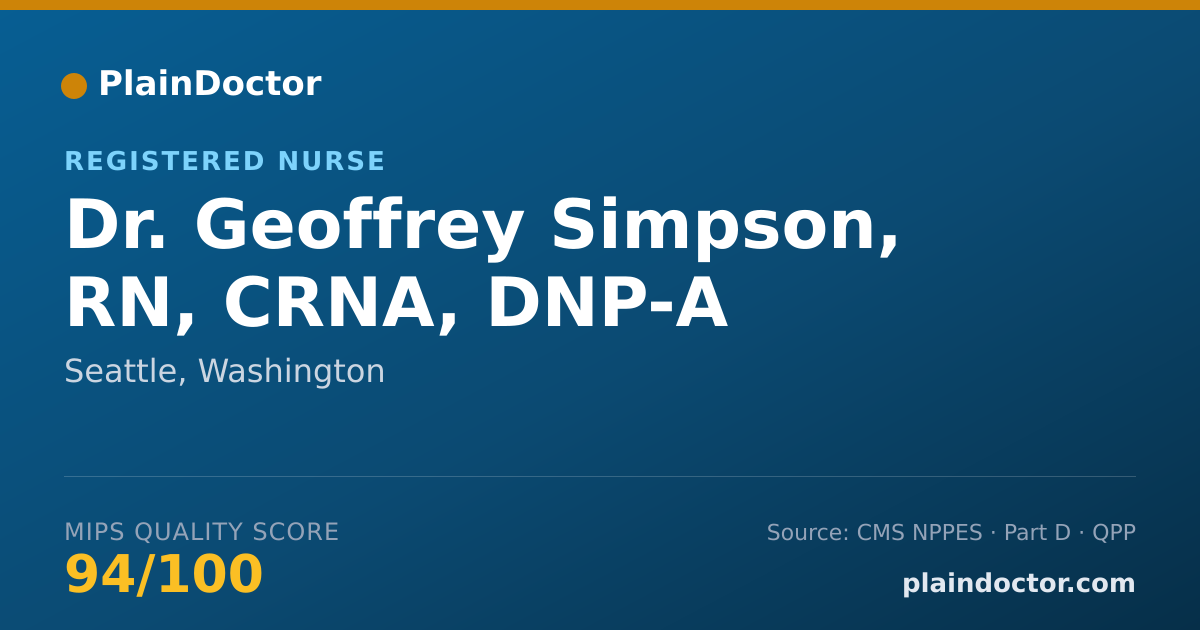 Shareable card for Geoffrey Simpson, RN, CRNA, DNP-A - Registered Nurse, Seattle, WA