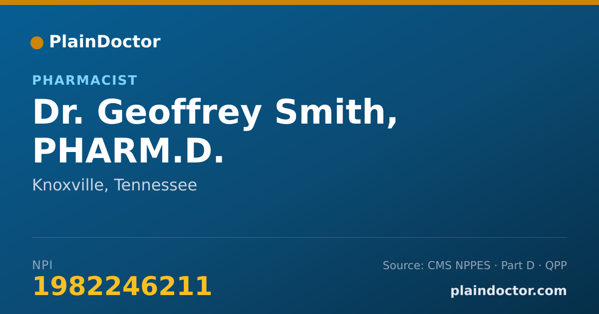 Shareable card for Geoffrey Smith, PHARM.D. - Pharmacist, Knoxville, TN
