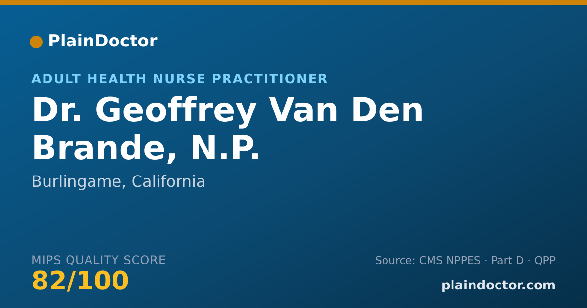 Shareable card for Geoffrey Van Den Brande, N.P. - Adult Health Nurse Practitioner, Burlingame, CA