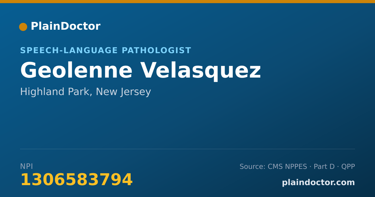 Shareable card for Geolenne Velasquez - Speech-Language Pathologist, Highland Park, NJ