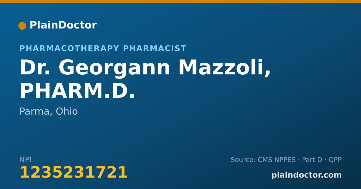 Shareable card for Georgann Mazzoli, PHARM.D. - Pharmacotherapy Pharmacist, Parma, OH
