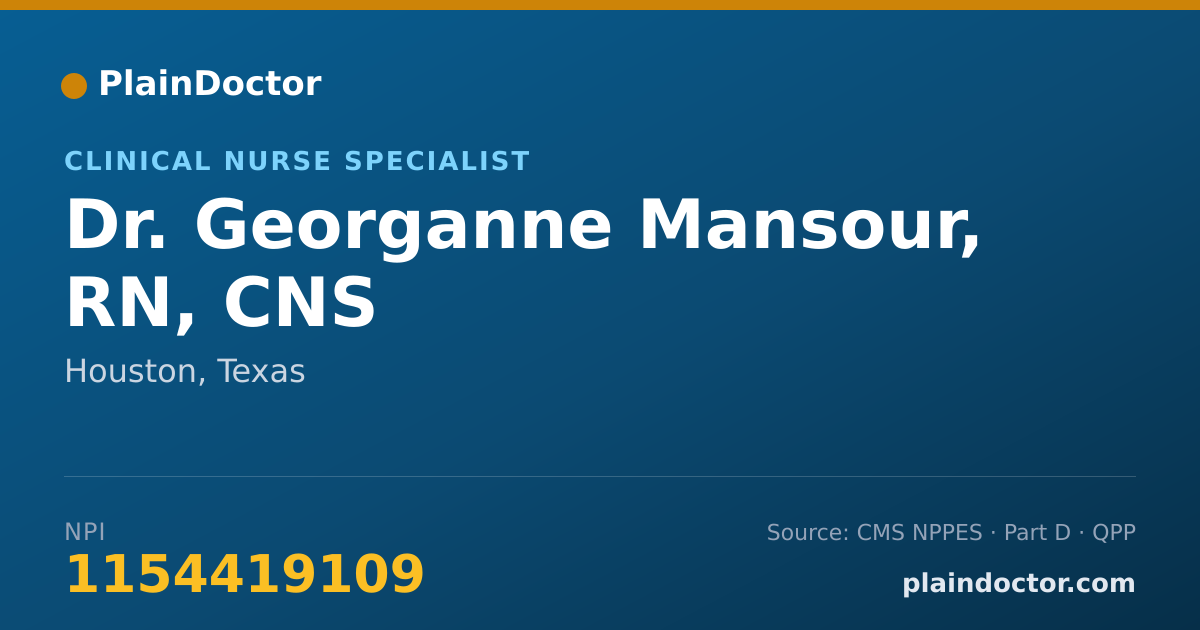 Shareable card for Georganne Mansour, RN, CNS - Clinical Nurse Specialist, Houston, TX