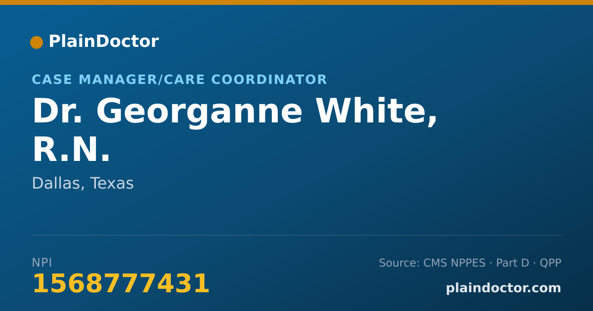 Shareable card for Georganne White, R.N. - Case Manager/Care Coordinator, Dallas, TX