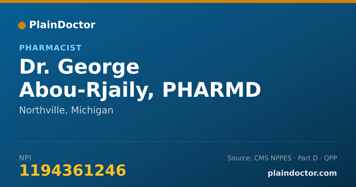 Shareable card for George Abou-Rjaily, PHARMD - Pharmacist, Northville, MI