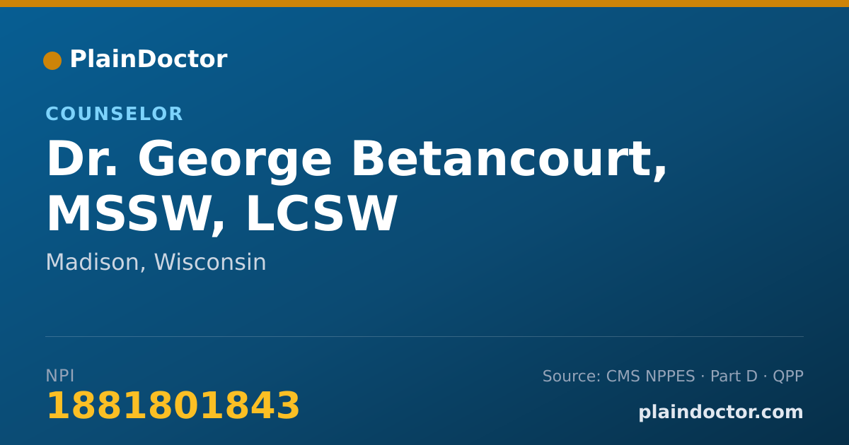 Shareable card for George Betancourt, MSSW, LCSW - Counselor, Madison, WI