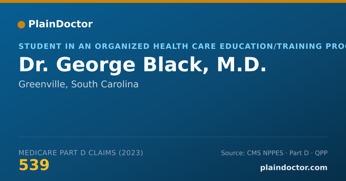 Shareable card for George Black, M.D. - Student in an Organized Health Care Education/Training Program, Greenville, SC