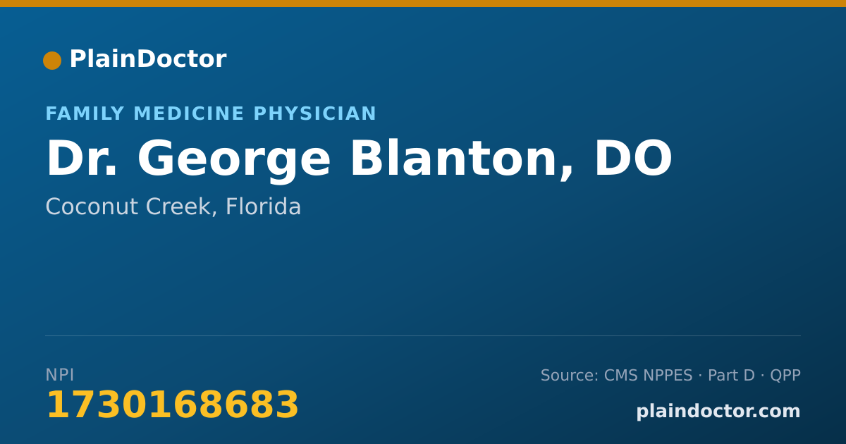Shareable card for George Blanton, DO - Family Medicine Physician, Coconut Creek, FL