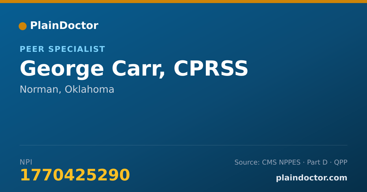 Shareable card for George Carr, CPRSS - Peer Specialist, Norman, OK