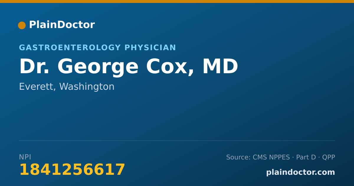 Shareable card for George Cox, MD - Gastroenterology Physician, Everett, WA