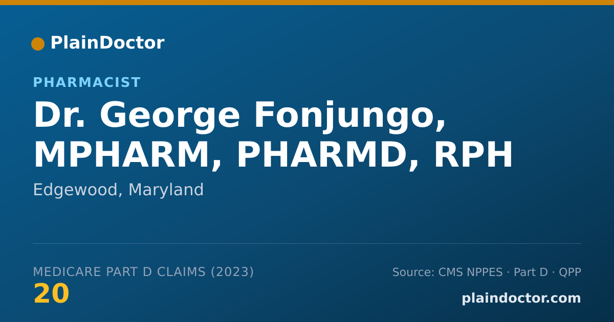 Shareable card for George Fonjungo, MPHARM, PHARMD, RPH - Pharmacist, Edgewood, MD
