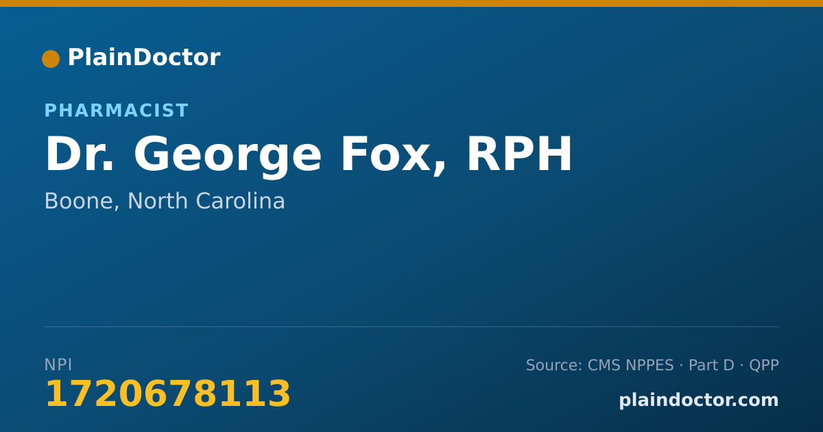 Shareable card for George Fox, RPH - Pharmacist, Boone, NC