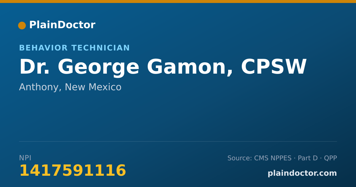 Shareable card for George Gamon, CPSW - Behavior Technician, Anthony, NM