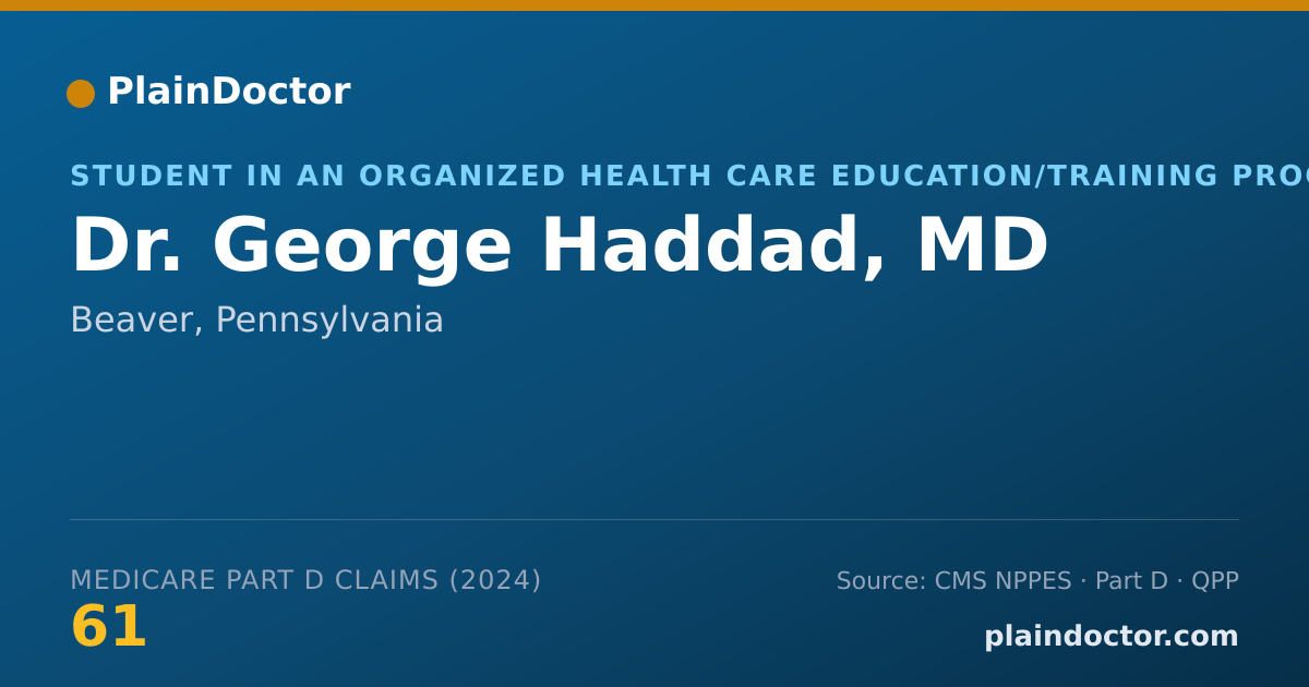 Shareable card for George Haddad, MD - Student in an Organized Health Care Education/Training Program, Beaver, PA