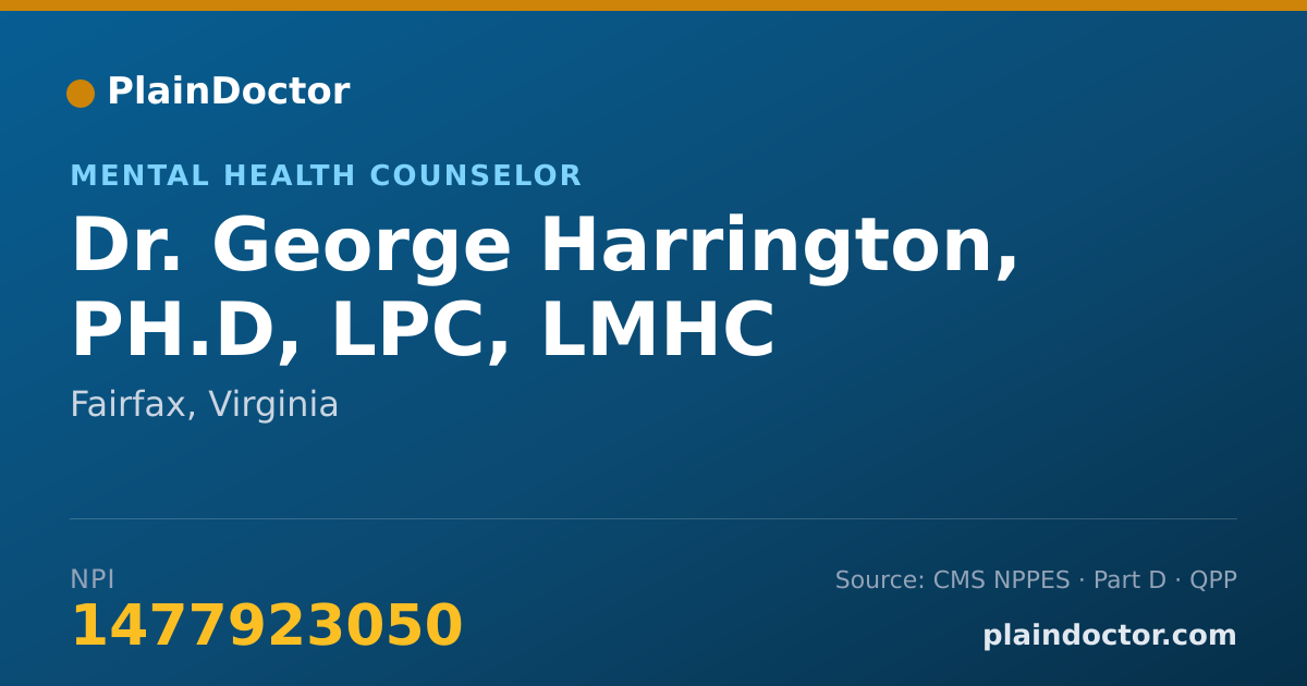 Shareable card for George Harrington, PH.D, LPC, LMHC - Mental Health Counselor, Fairfax, VA