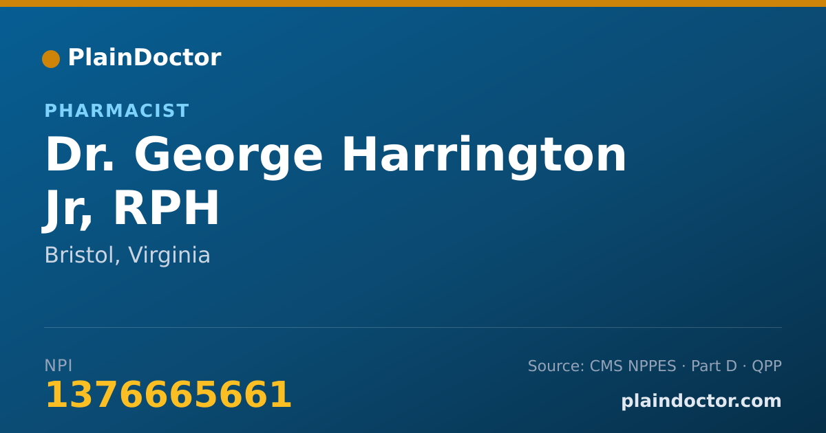 Shareable card for George Harrington Jr, RPH - Pharmacist, Bristol, VA