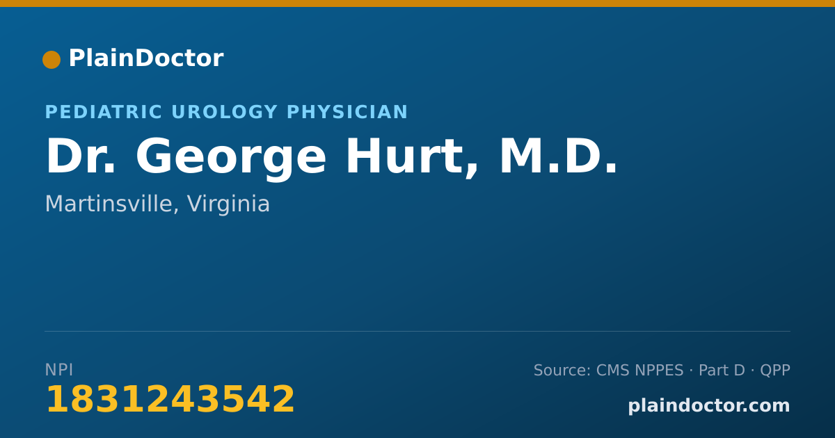 Shareable card for George Hurt, M.D. - Pediatric Urology Physician, Martinsville, VA