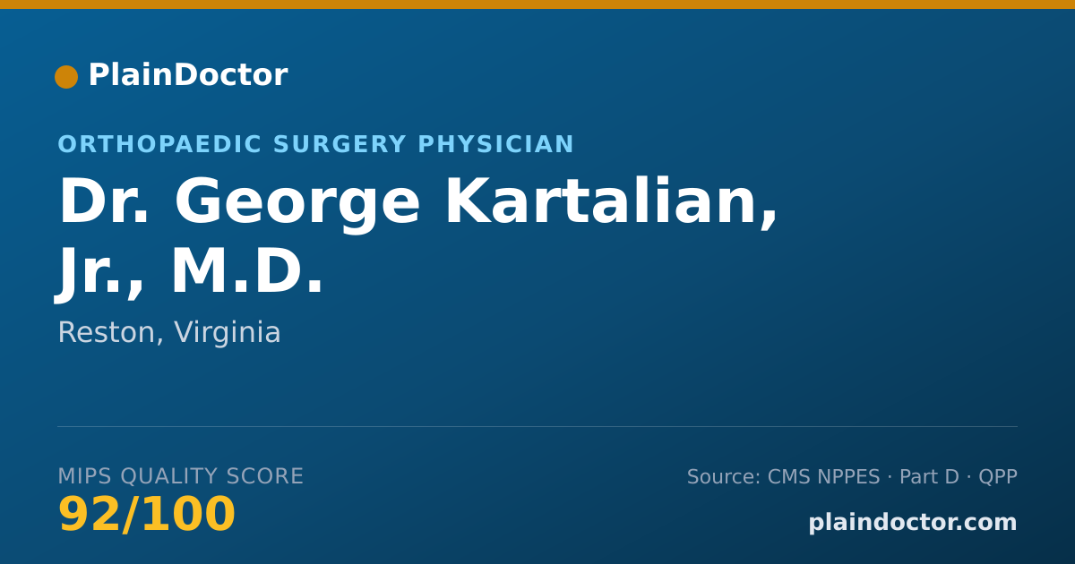 Shareable card for George Kartalian, Jr., M.D. - Orthopaedic Surgery Physician, Reston, VA
