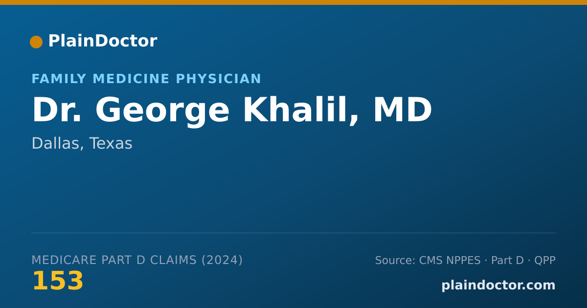 Shareable card for George Khalil, MD - Family Medicine Physician, Dallas, TX