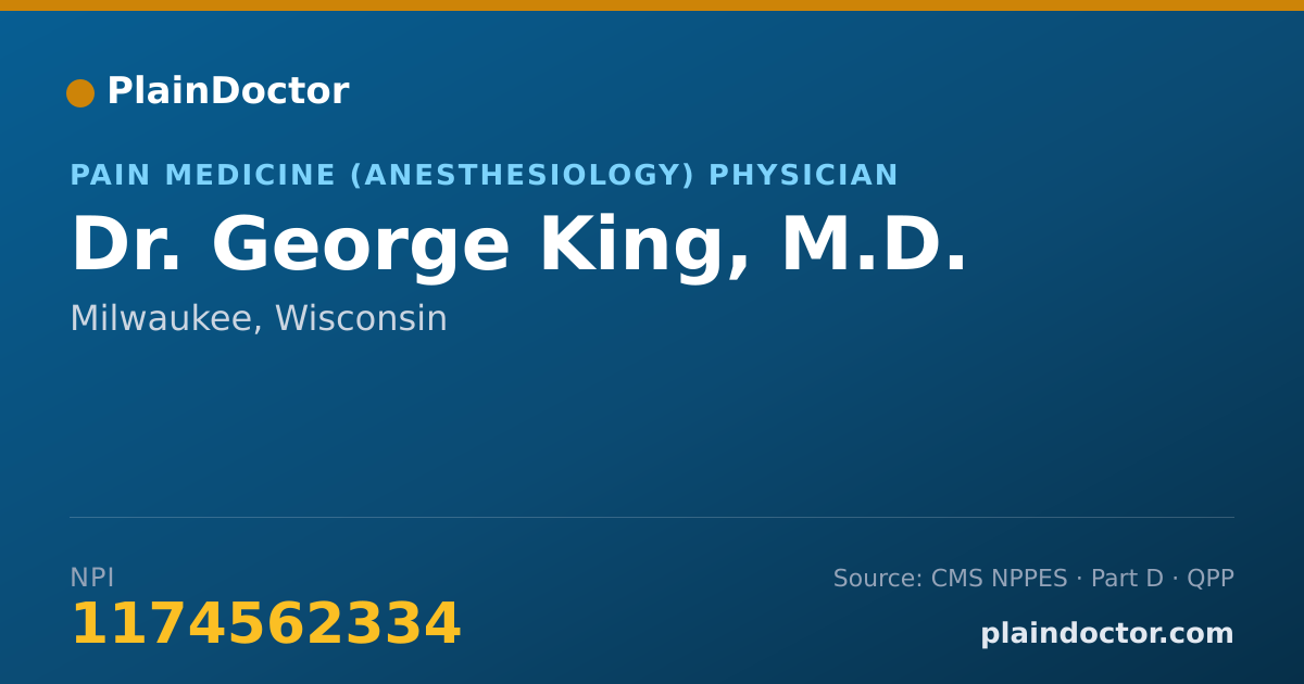 Shareable card for George King, M.D. - Pain Medicine (Anesthesiology) Physician, Milwaukee, WI