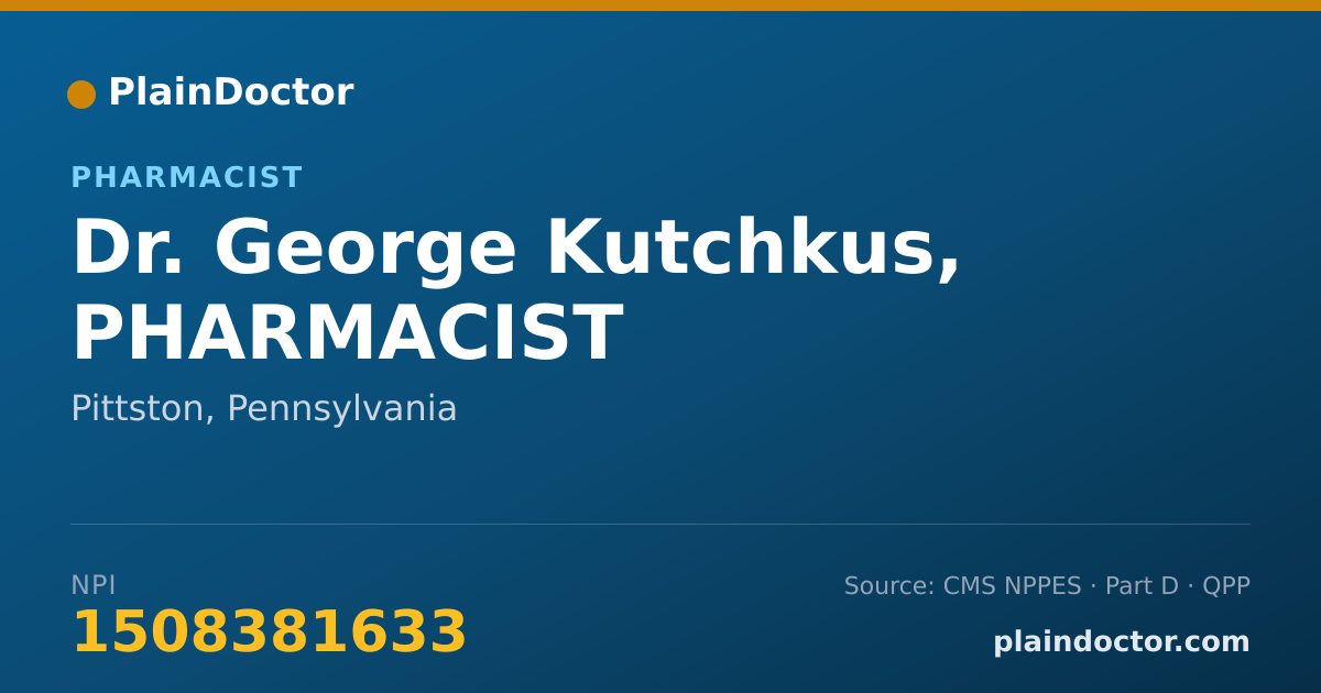 Shareable card for George Kutchkus, PHARMACIST - Pharmacist, Pittston, PA