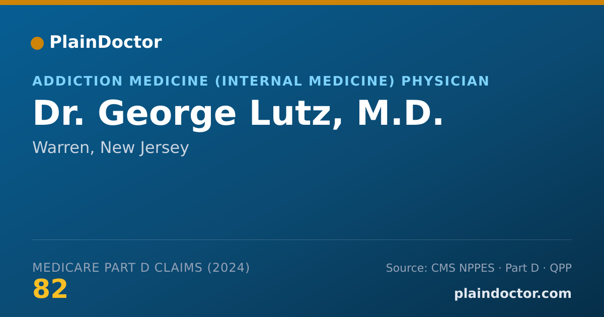 Shareable card for George Lutz, M.D. - Addiction Medicine (Internal Medicine) Physician, Warren, NJ