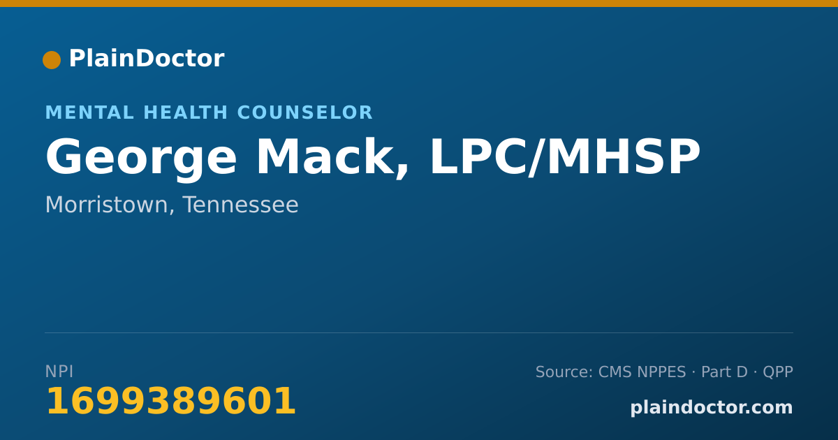 Shareable card for George Mack, LPC/MHSP - Mental Health Counselor, Morristown, TN