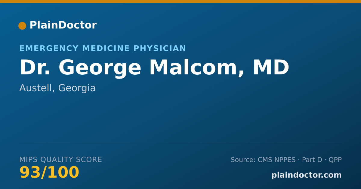 Shareable card for George Malcom, MD - Emergency Medicine Physician, Austell, GA