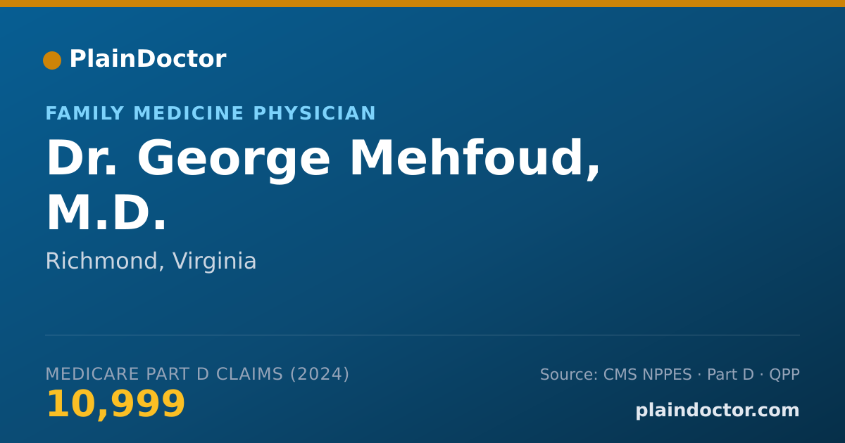 Shareable card for George Mehfoud, M.D. - Family Medicine Physician, Richmond, VA