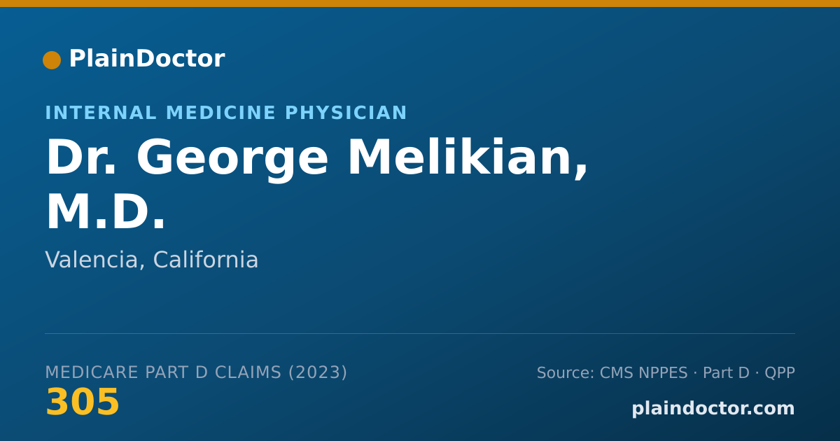 Shareable card for George Melikian, M.D. - Internal Medicine Physician, Valencia, CA