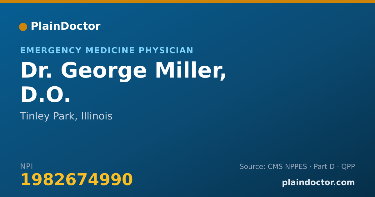 Shareable card for George Miller, D.O. - Emergency Medicine Physician, Tinley Park, IL