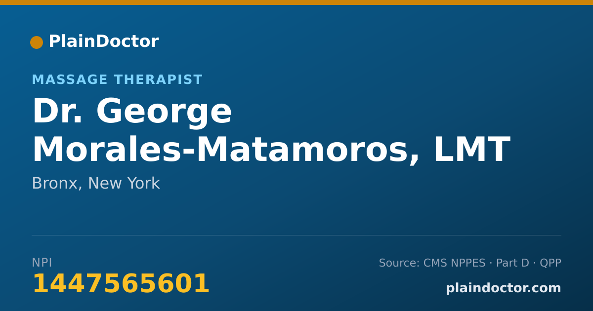 Shareable card for George Morales-Matamoros, LMT - Massage Therapist, Bronx, NY