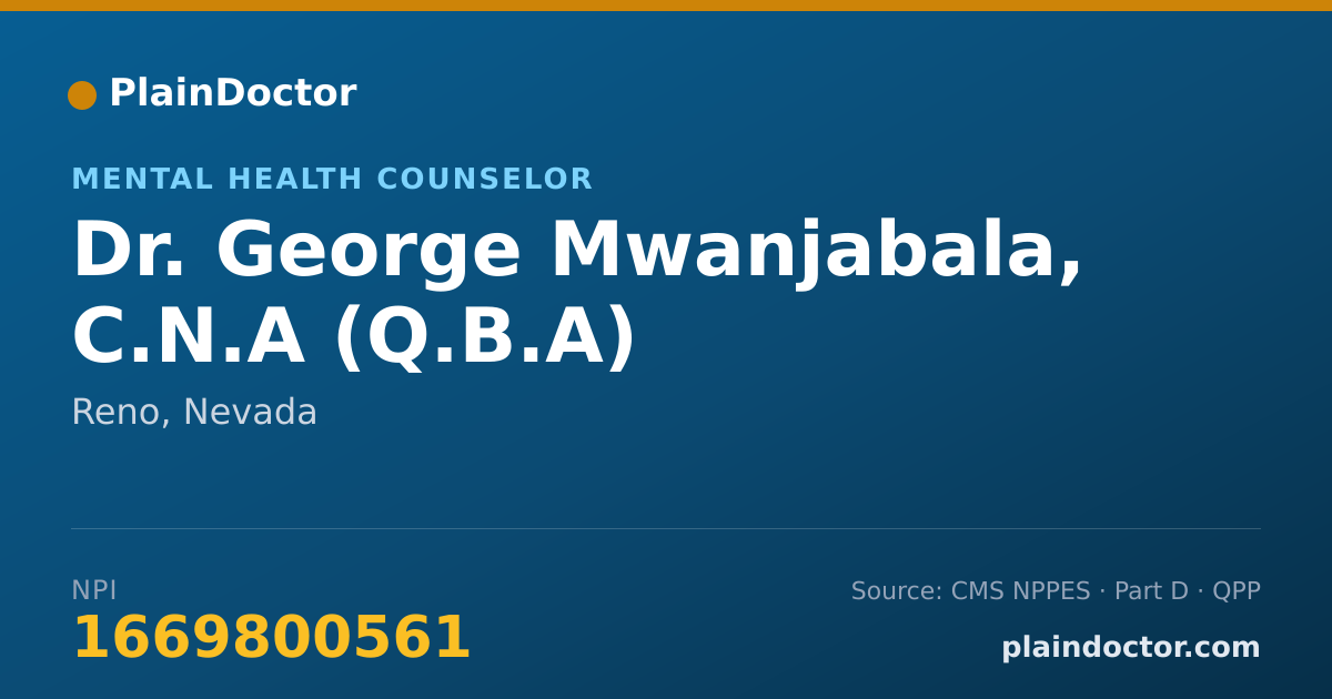 Shareable card for George Mwanjabala, C.N.A (Q.B.A) - Mental Health Counselor, Reno, NV